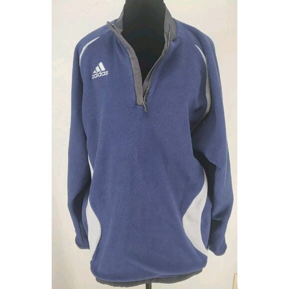 Adidas Reversible 1/4 Zip Long Sleeve Jacket Gray Blue Size Small - Picture 5 of 7